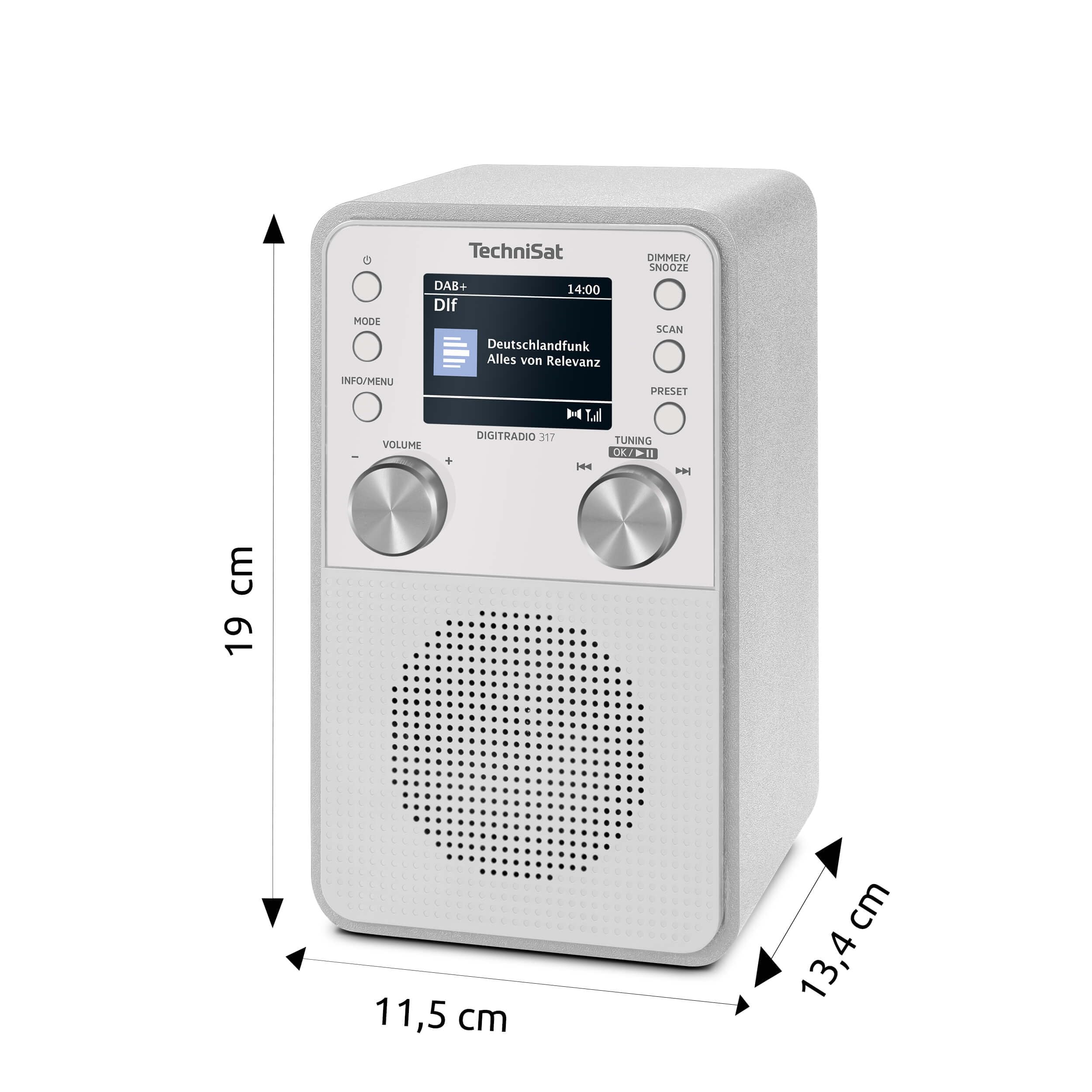 TechniSat DIGITRADIO 317 Radio FM DAB+ Bluetooth Streaming Sveglia Timer Display 2,4 Pollici 3W Bianco