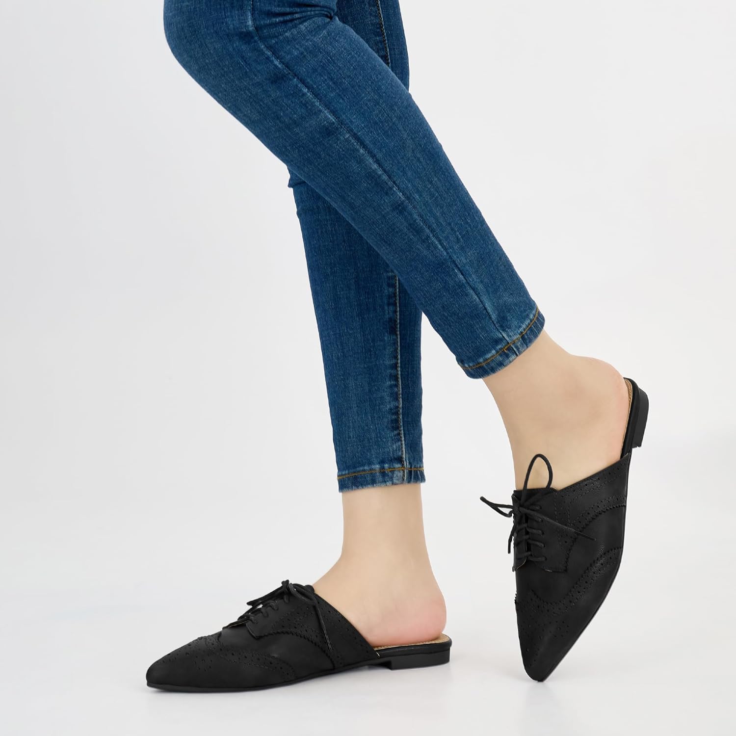 Womens Mules Flats 2026: Comfortable Pointed Toe Shoes Slip On Slingback Loafers with Lace Up for Business Office - Image 6