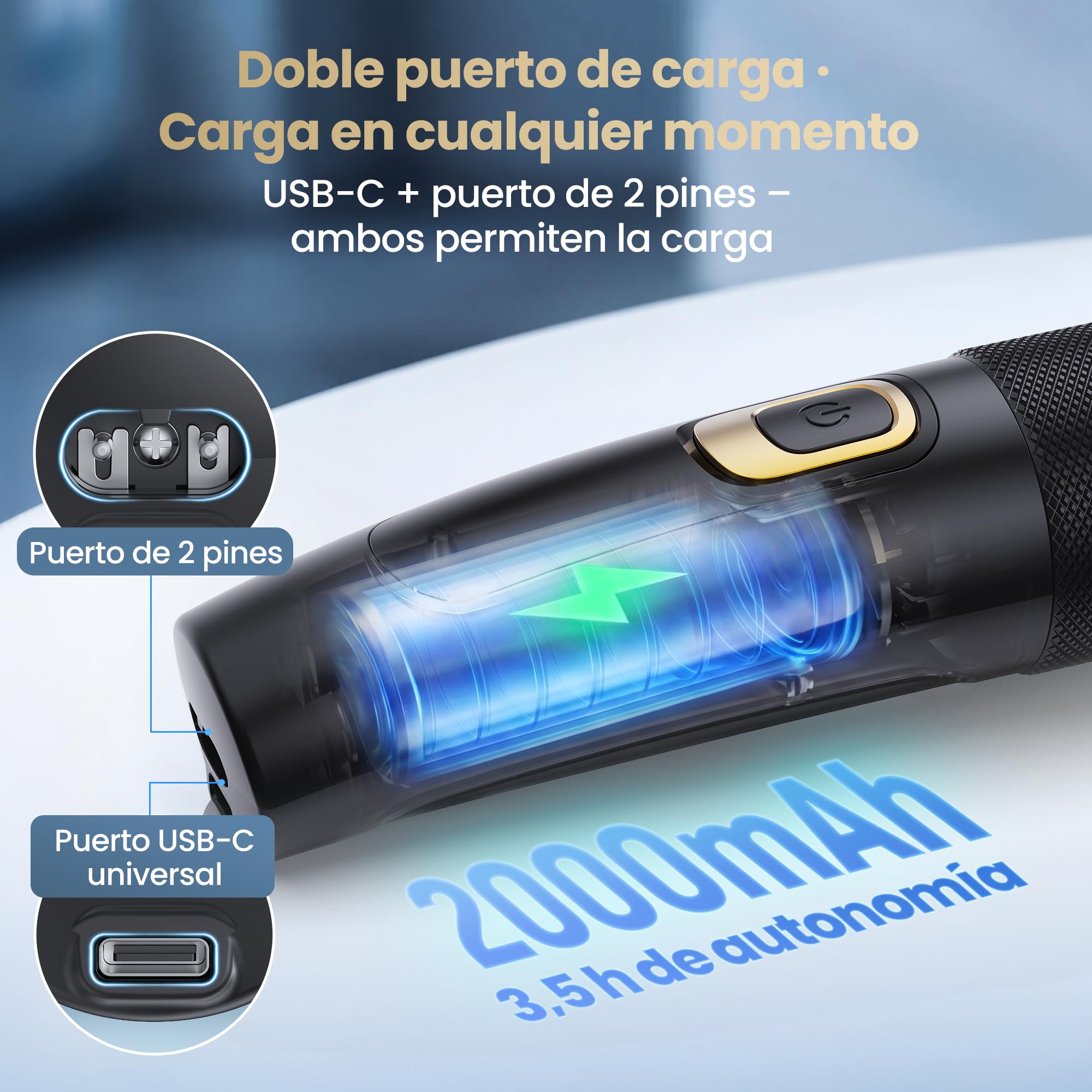 Jack&Rose Máquina Cortar Pelo & Barba 3-en-1, Inalámbrica Cuchilla Cerámica