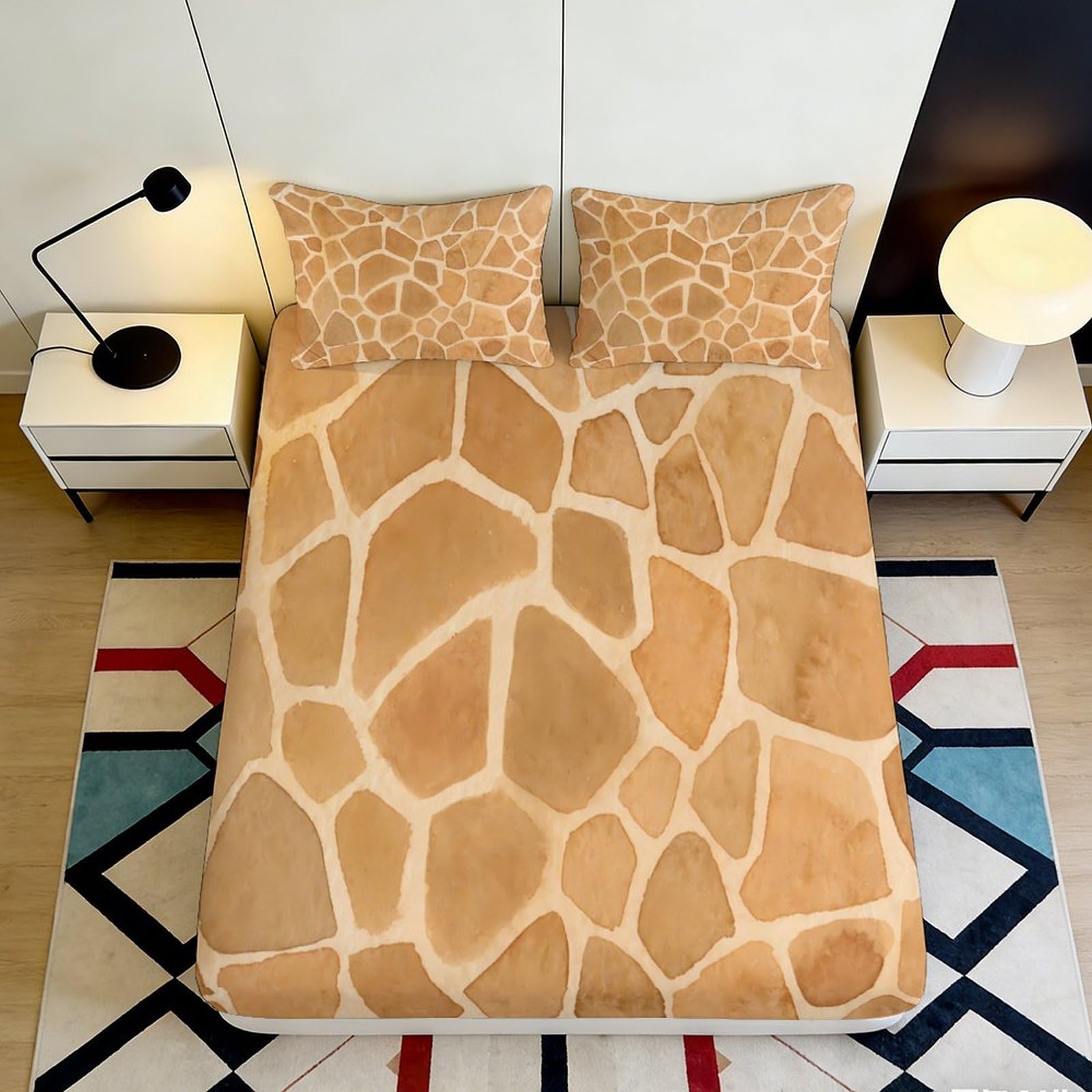 3D Printed Giraffe Design Fitted Sheet Microfiber Elastic Hem Bedroom Bedding Giraffe Mattress Fitted Cover 200x200x25cm 90x200x25cm