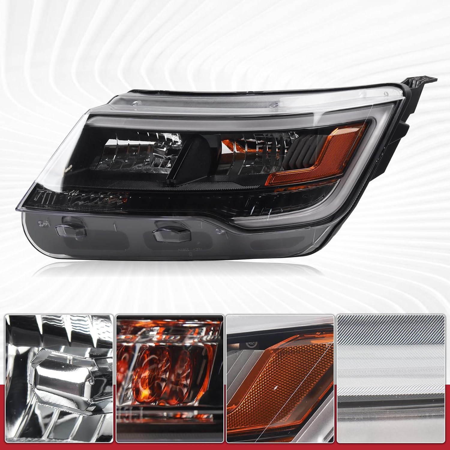 Pair W/O LED Module Black Bezel LED Headlights Assembly Compatible with 2016-2019 Ford Explorer Sport/Limited/XLT/Platinum 7-PIN FB5Z13008V FB5Z13008H FO2518130