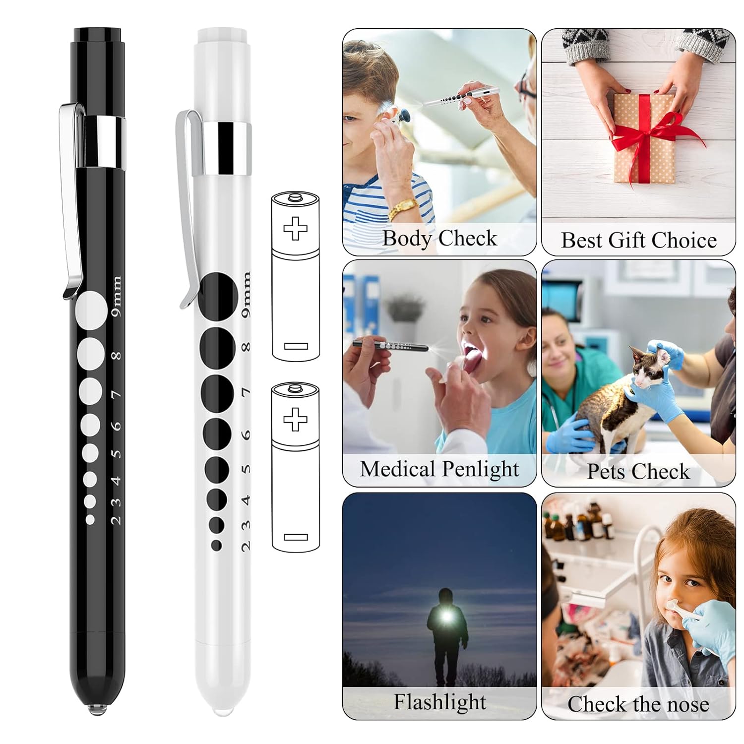 GRICARE 3-Pack Medical Scissors and Pen Light, Medical LED Penlights with Pupil Gauge, Trauma Shears Bandage Scissors with Carabiner-7.5" Surgical Scissors for Nurses, Doctors, Nursing Students, EMT : Industrial & Scientific