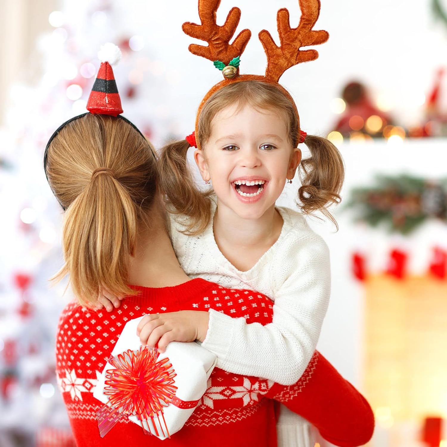 Poen 24 Pcs Organza Pull Bows Christmas 6 Inch Large Gift Wrapping Ribbon Bows Crafts for Present Wrapping with Ribbon for Gift Baskets Wedding Valentine Party Decor(Red) - Image 7