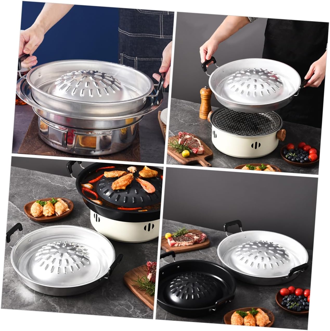 Levemolo Professional Bbq Grill Pan Reusable Griddle Grill Handle Outdoor Cooking Pan Must-have Supplies