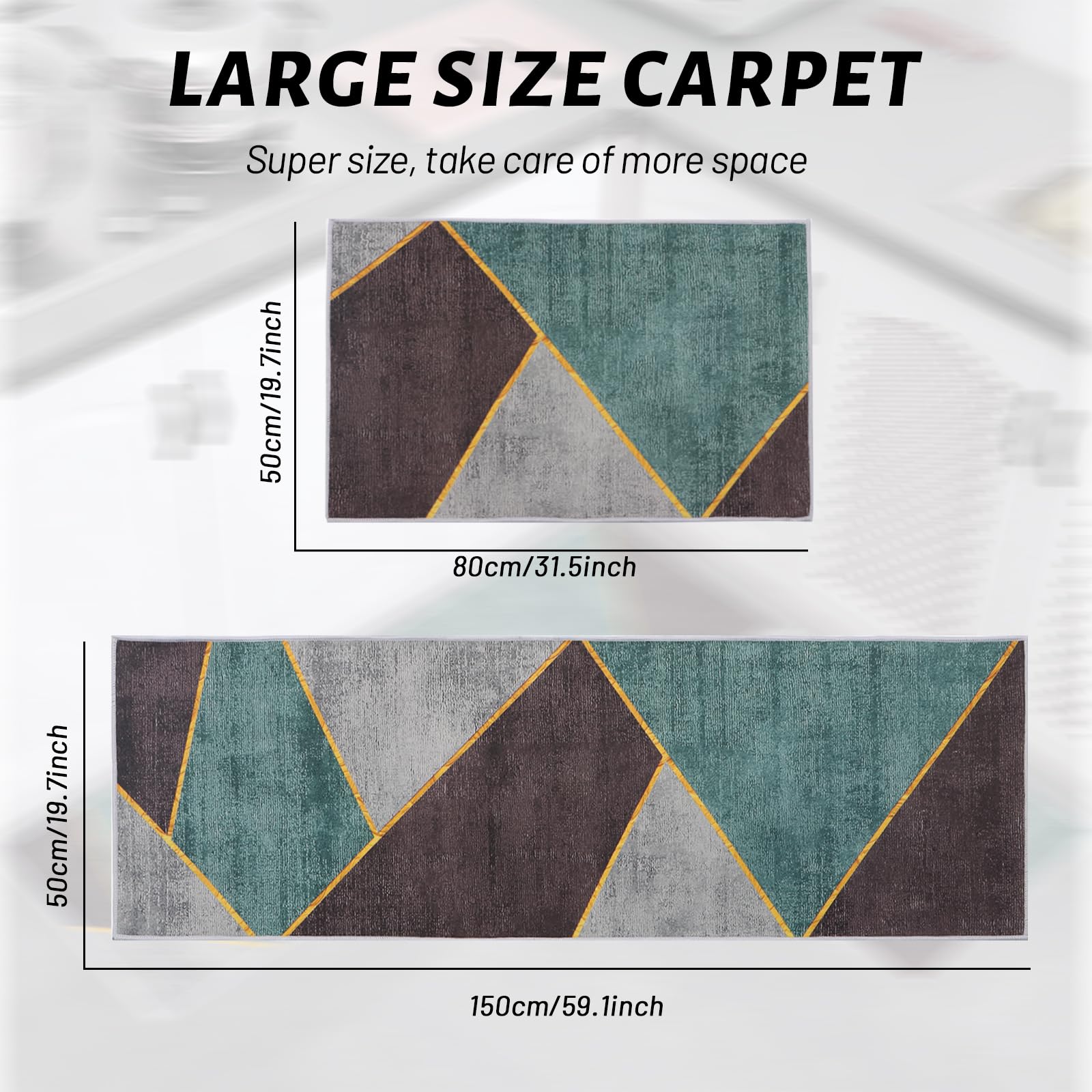 BWBIKE Küchenteppich-Set 2-teilig - Rutschfest & Maschinenwaschbar