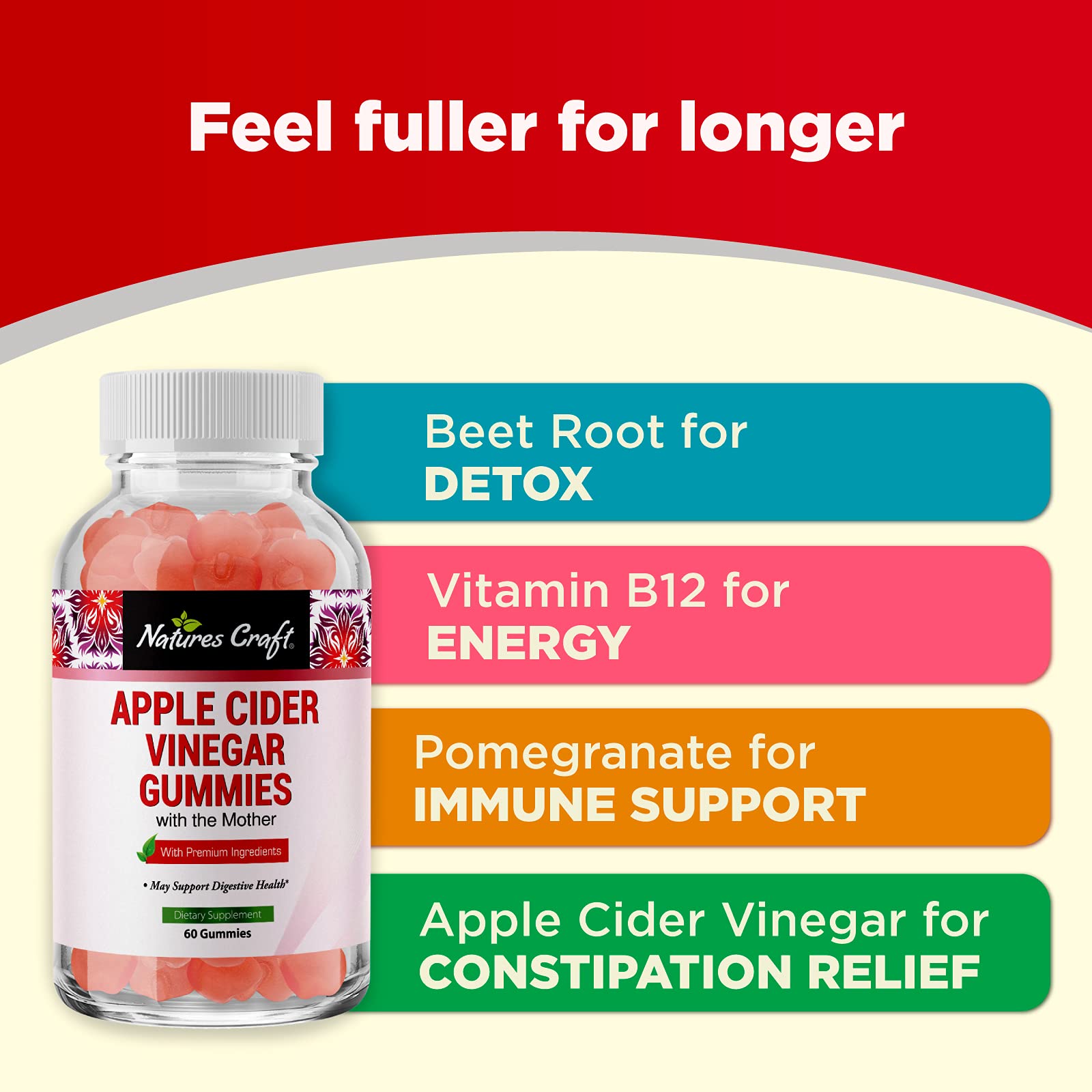 ACV Apple Cider Vinegar Gummies Natural Energy Supplement ACV Gummy