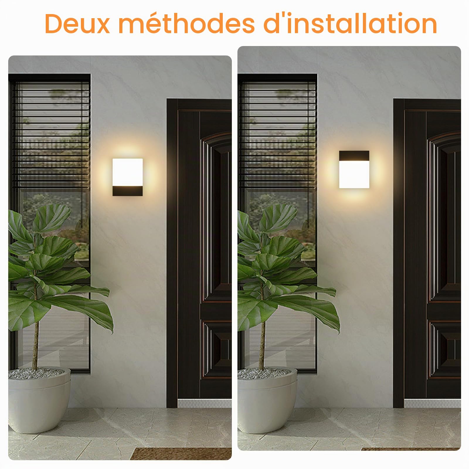Lampe Murale 2.4G Contrôleur à distance APP, IP65 Imperméable Exterieur Applique Murale, LED Lampe de Mur avec 2700K-6500K Régulable Couleur Température pour Balcon, Jardin, Garage