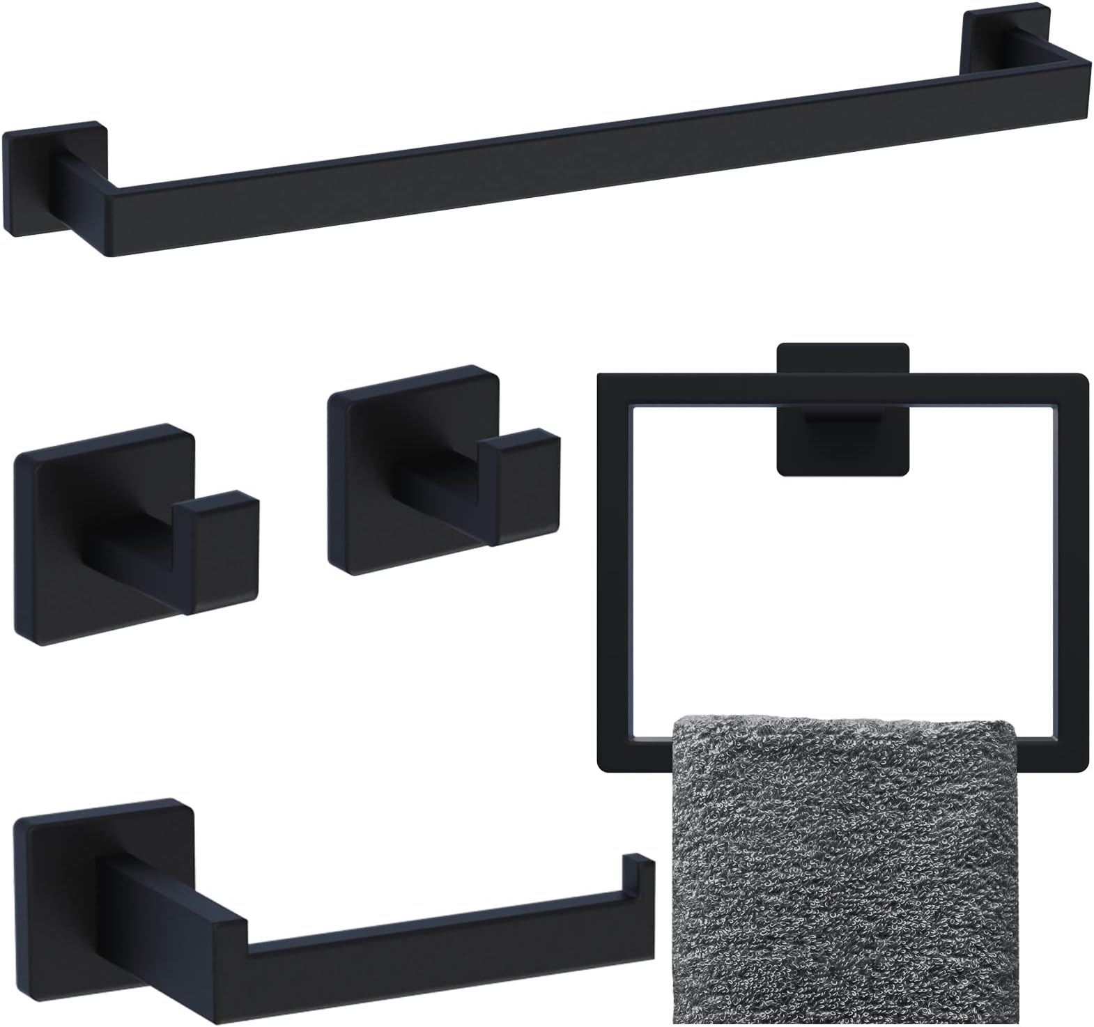 Amazon.com: 23.6 in Bathroom Hardware Set, 5 Piece Matte Black ...