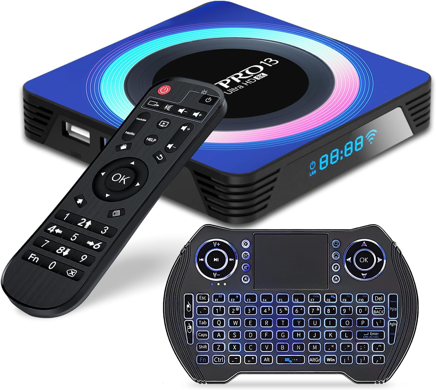 Android 13.0 TV Box 2026, Android TV Box 4GB 64GB RK3528 Quad-core Support 4K 6K 8K WiFi 6 2.4/5.8G Dual-WiFi BT5.0 Ethernet 3D Smart Box for TV with Mini Wireless Keyboard