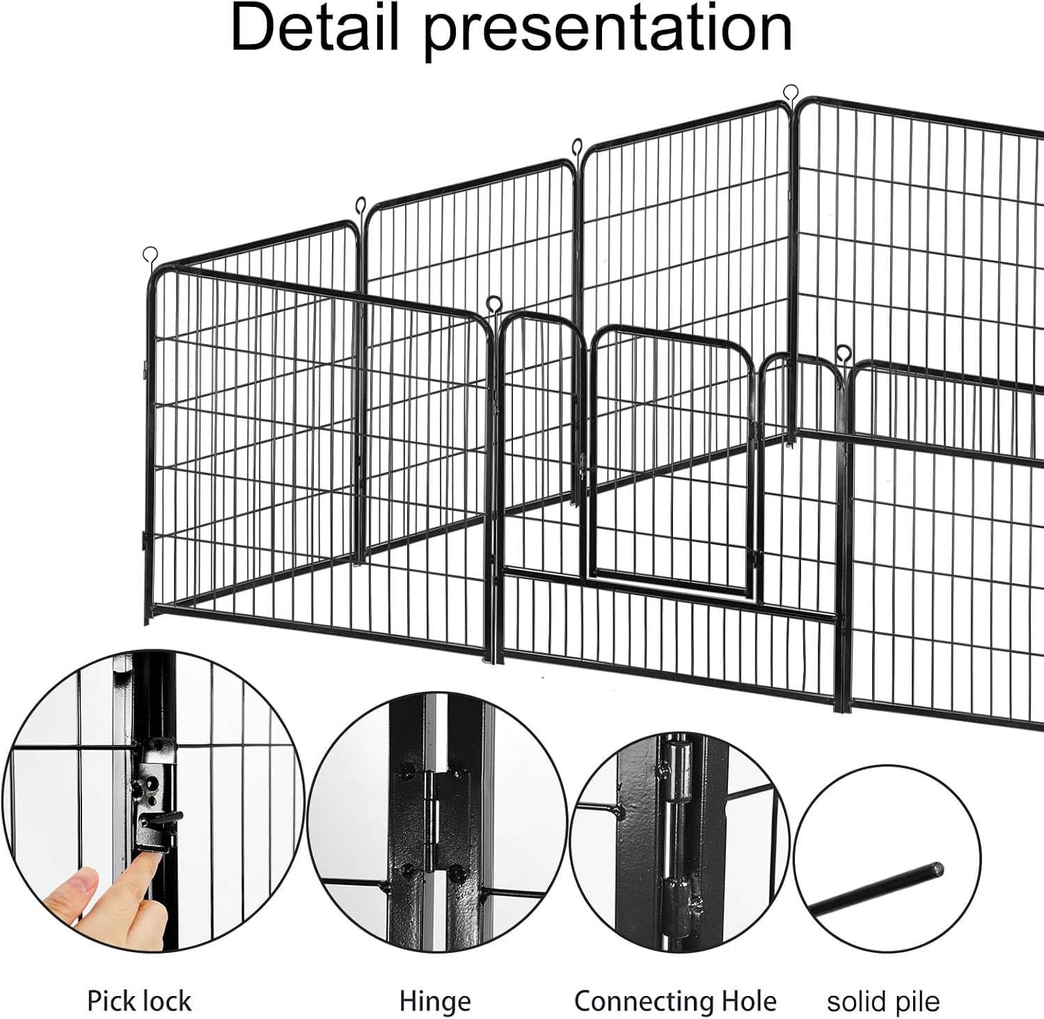 Confote Foldable Metal Dog Playpen Outdoor, 16 Panels 40 inches Height Exercise Pen Indoor Pet Fence Barrier Kennel for Small/Medium/Large Dogs Cats Rabbits
