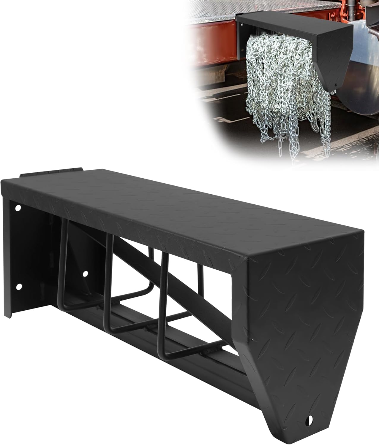 Lockable Truck Chain Rack, 24" Universal Heavy-Duty Tire Chain Hanger, Heavy Chain Carrier Keep Chains Secure on Truck & Trailer