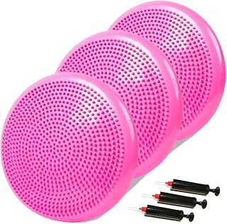 NEISHNG 3-Pack Stability Wobble Cushions with Hand Pumps, Kids Sensory Wiggle Seat for Classroom, Core Trainer Balance Disc for Gym and Home Workout