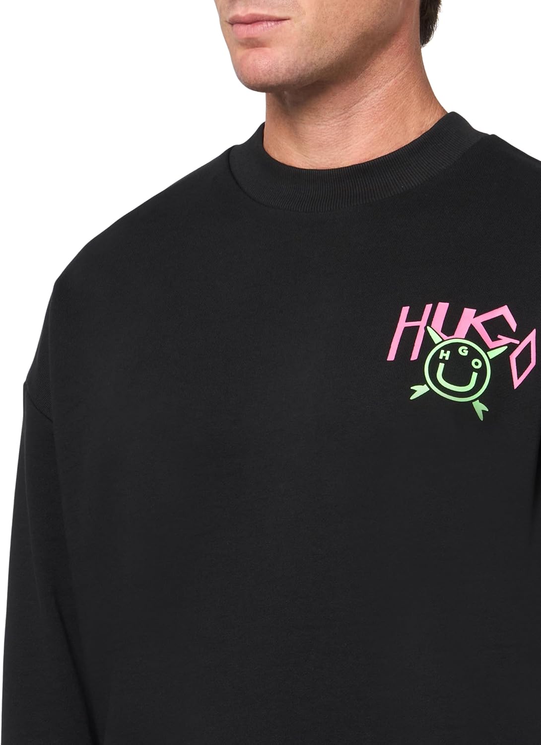 HUGO mens Back Surfboard Logo Sweatshirt - Image 3