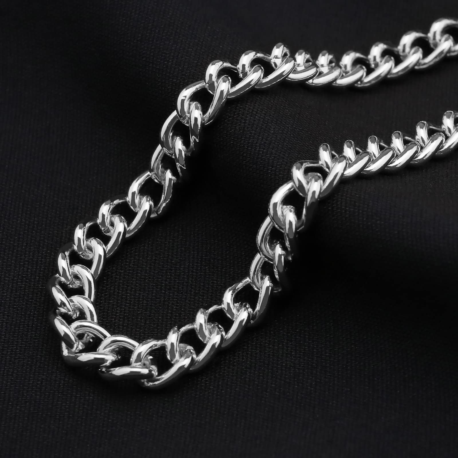 OTOTEC Taschenuhrenkette Weste Kette Albert Uhrenkette mit Karabinerverschluss 14,5 Zoll Klassisch Metallplattiert Taschenuhr Zubehör Silber
