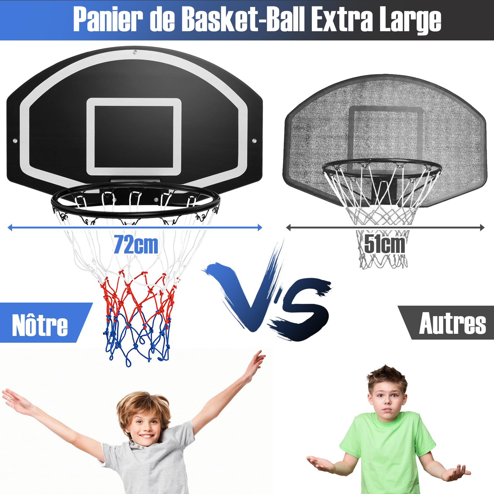 GYMAX Panier de Basket Mural pour Enfants et Adultes, Panier de Basket-Ball Intérieur avec Panneau Incassable, Jante en Métal, Installation Facile Jeu de Basket-Ball Intérieur et Extérieur