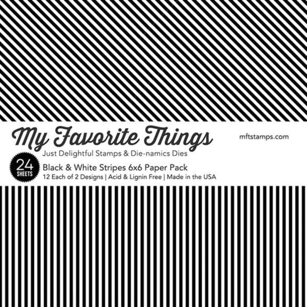 My Favorite Things Pattern PAPR PAD 6X6 BLK/WT STR, Black