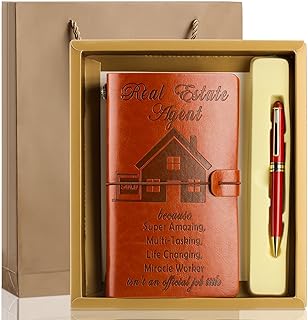 Real Estate Agent Gifts for Women Christmas Appreciation Gifts Female Notebook and Ballpoint Pen Set Thank You Gift Leather Journal Notebook for Appreciation Day Christmas Birthday Gifts