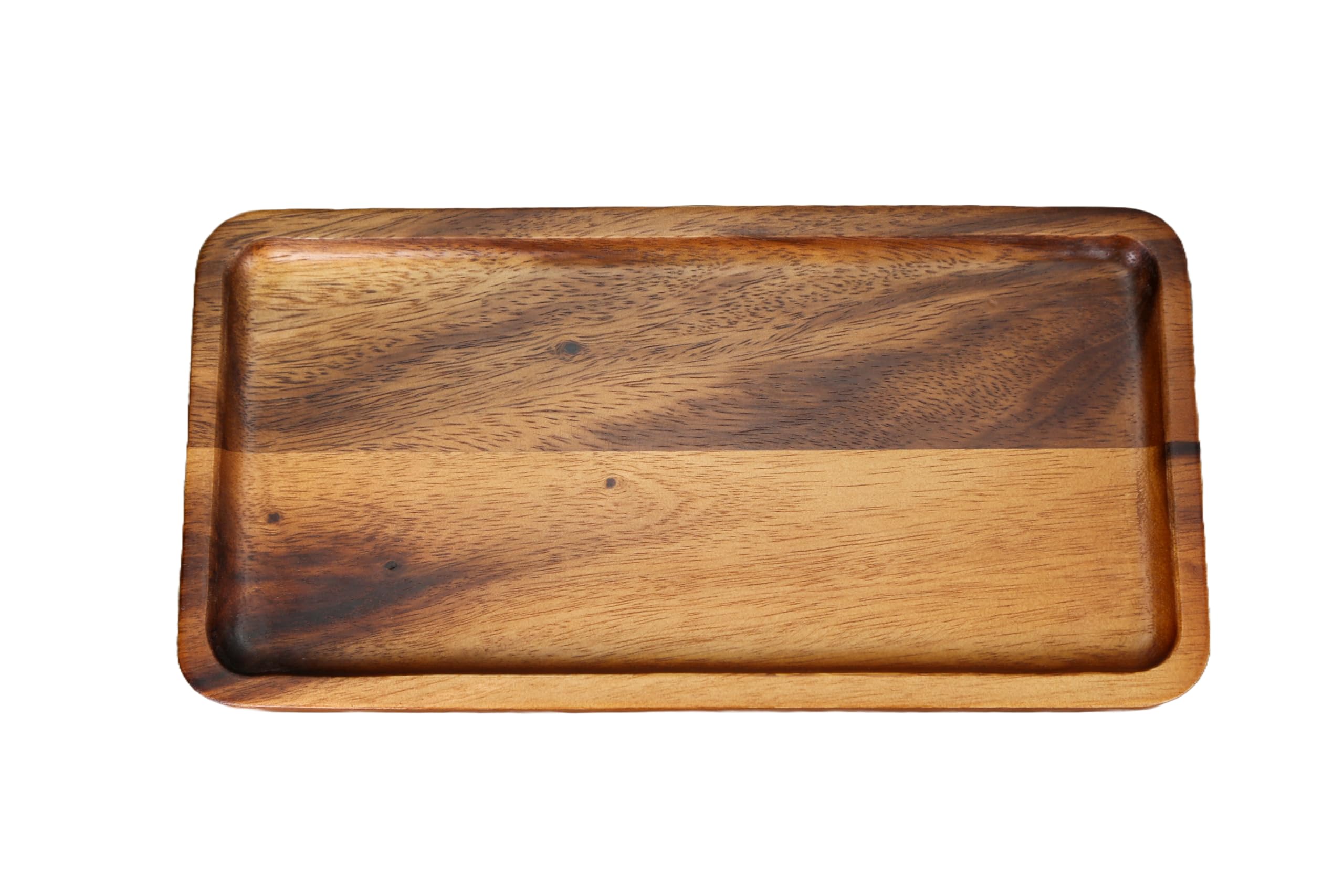 Redchocol8 Brown Redchocol8® Handmade Wooden Rectangular Plate Tray Natural Dining Centrepiece Oblong Trinket