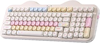 YUNZII C98 Wireless Mechanical Keyboard with Number Pad,99 Key BT5.0/2.4G/USB-C Hot Swap Gasket Mount with PBT MOA Keycaps,Custom RGB,Cute Cake Keyboard for Win/Mac (Beige, Candy Linear Switch)