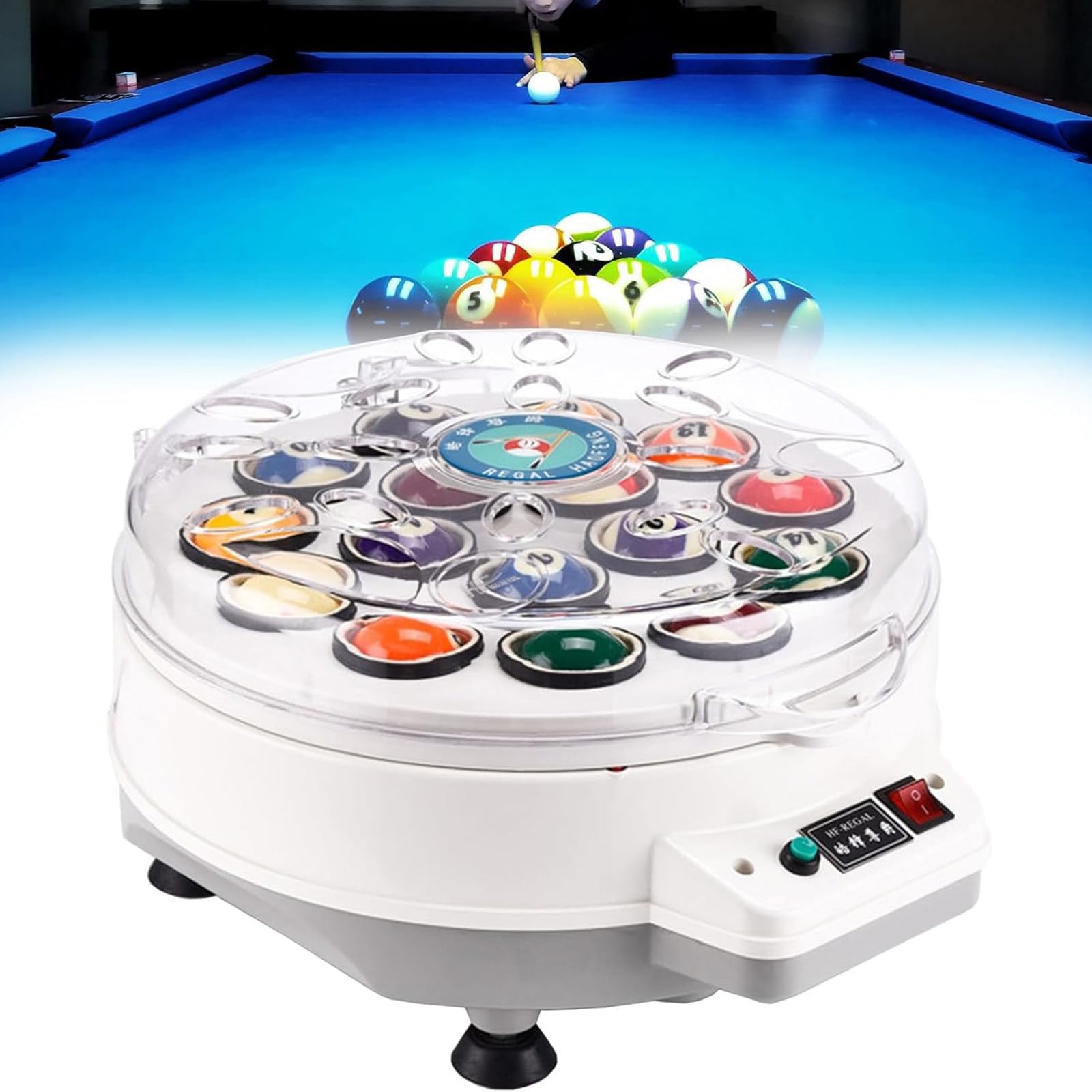 LHUITUI Billiard Ball Cleaner Polishing Machine, Electric Pool Ball Cleaning Machine, Billiard Ball Electric Polishing Machine, Quiet Operation, Wool Loops, Billiards Ball Set Snooker 16balls