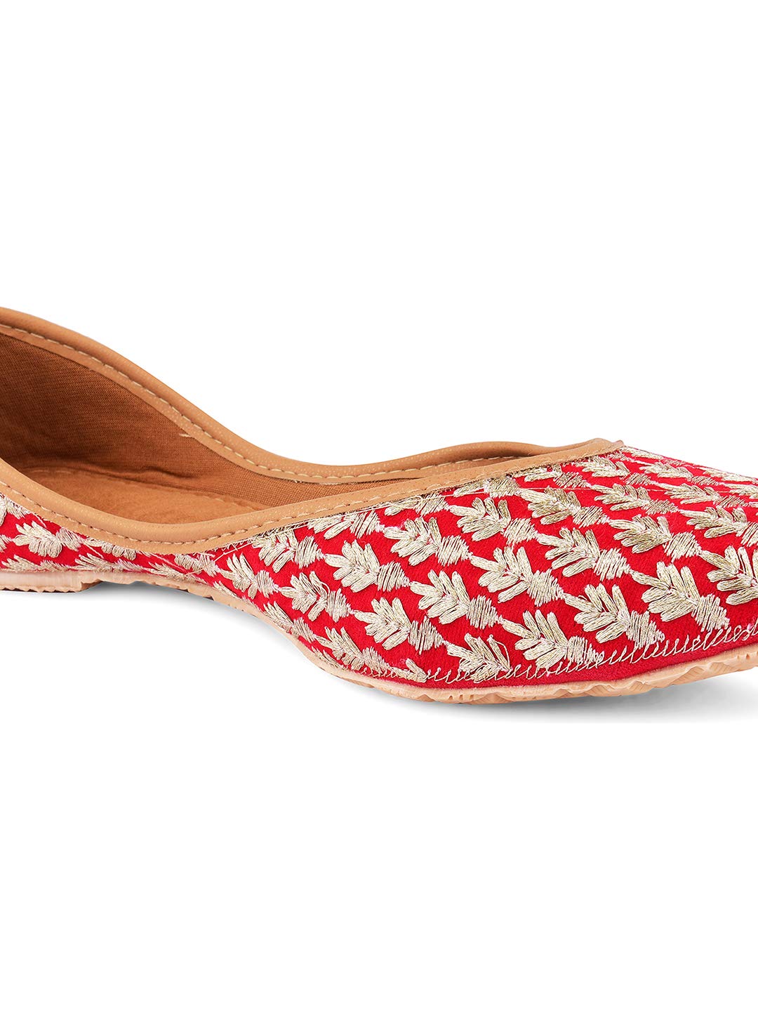 Desi Colour Women's Red Juttis - 7 Uk 4