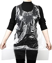 Hariendny 100 Stück Einwegschürze Transparente Kunststoff 90 x 60 cm Erwachsene Kochschürze Wasserdicht Ölbeständig PE Schürzen Polyethylen-Schürzen für Kochen, Reinigen, Malerei