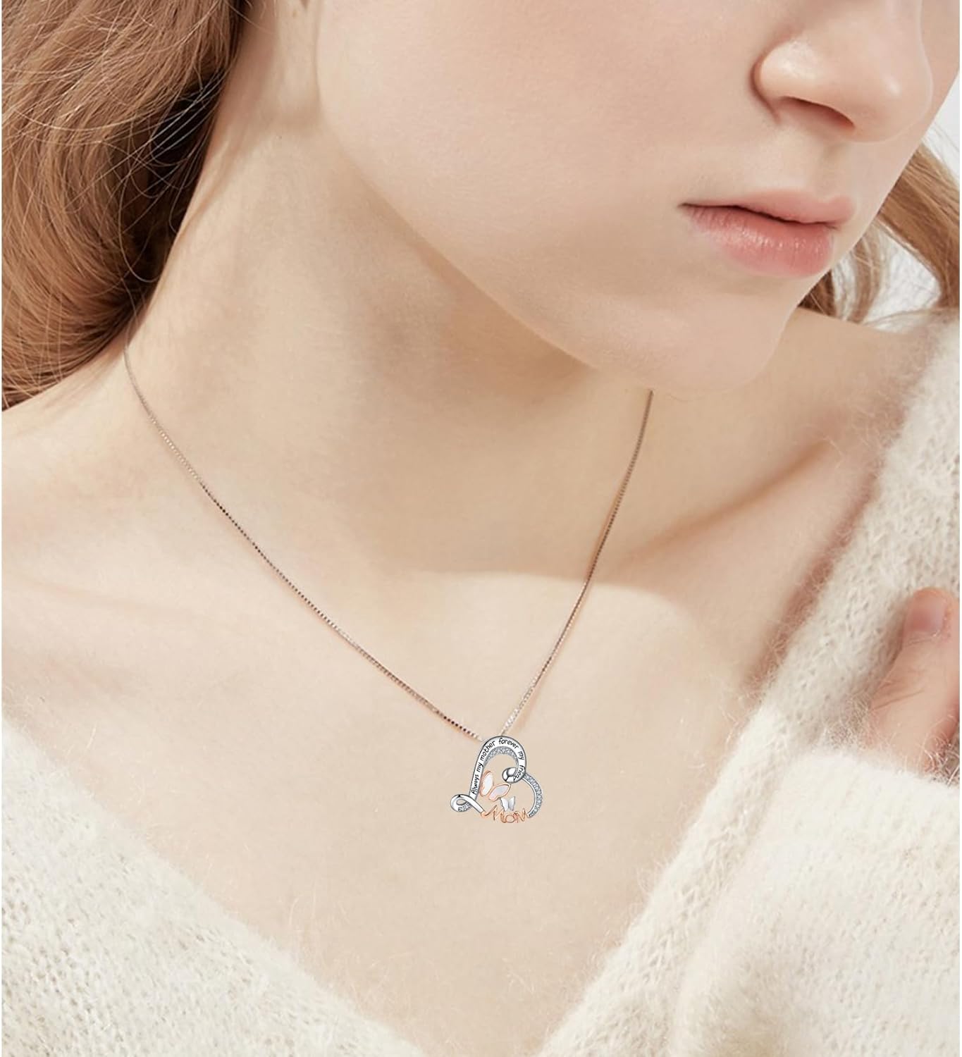 Mothers Day Gifts for Women 925 Sterling Silver Mother and Daughter Son Love Heart Pendant Necklace Jewelry Gifts for Grandmother Mom Daughter Wife - Image 3