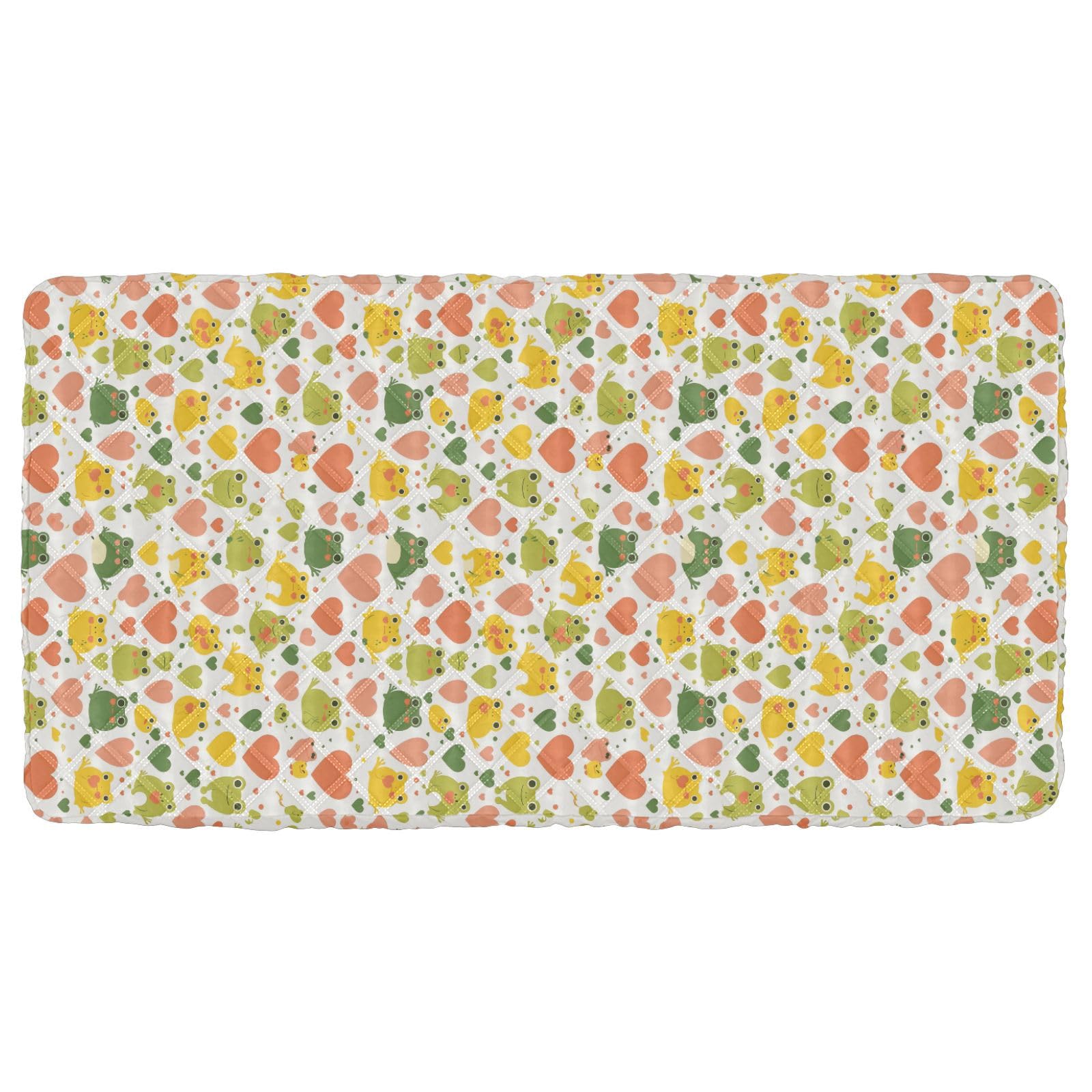 Frog Simple Line Art Heart Shape Valentine's Day Travel Toddler Bed Sheet Waterproof Cot Sheet for Crib Bedding Set for Kids Sleeping Cot 50'' x 25'' (Sheet,Bed Not Included)