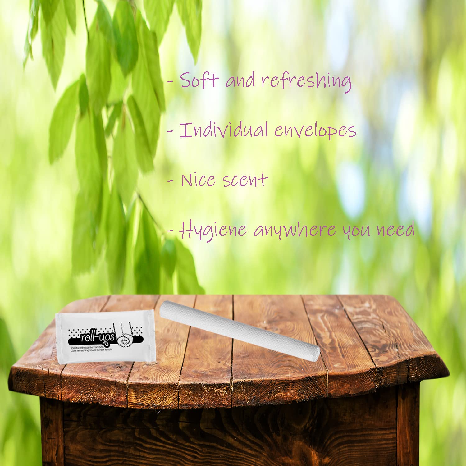 Toalla enrollada para limpieza manos | 400 unidades. Toallitas deluxe desinfectantes multiusos, aseguran limpieza y perfume agradable | Medidas sobre: 10x5 cm, medidas toalla: 25x16 cm.