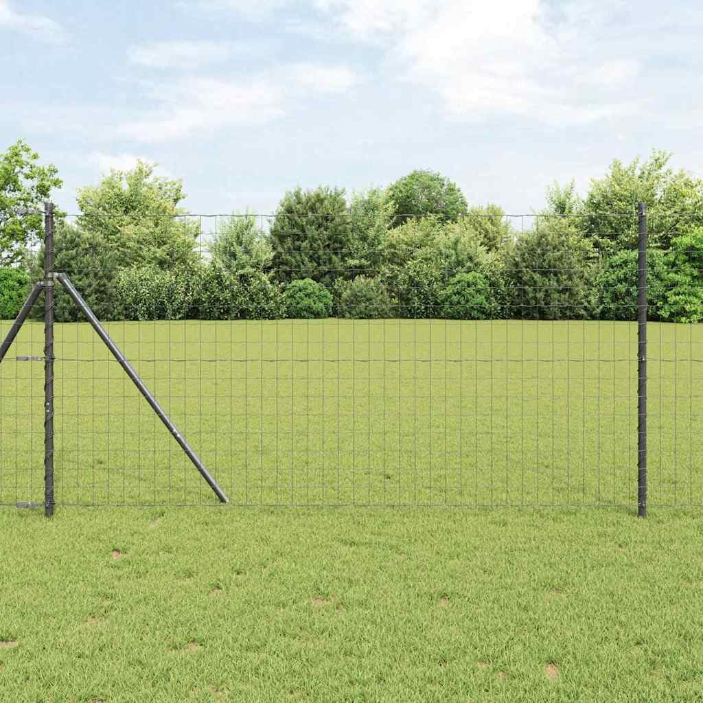 Ogrodzenie euro, szare, 1,4 x 10 m, żelazo powlekane PCW, wytrzymałe ogrodzenie ogrodowe do użytku na zewnątrz, bariera dla zwierząt, łatwy montaż bez kopania