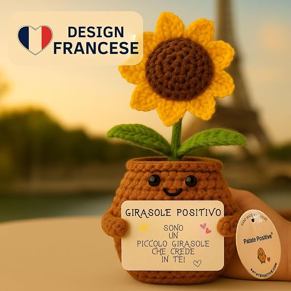 Girasole Positivo | Idea Regalo Originale & Festa della Mamma | Emozione e Sorpresa | Compleanno Mamma Amica Collega Maestra Donna | Fiore Artificiale in Vaso | Decorazione Casa Amore - 2