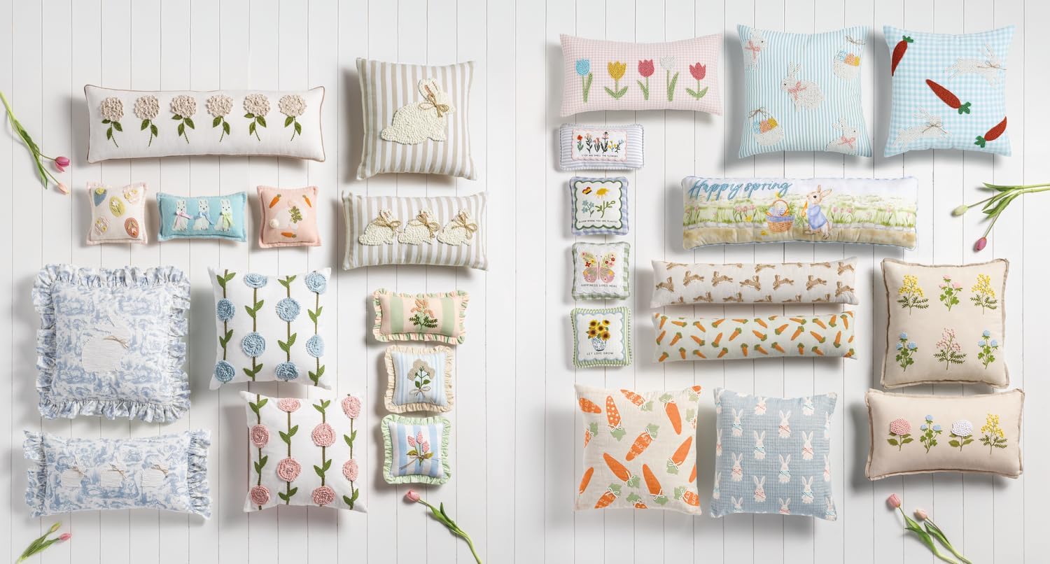 Mud Pie White Easter Lumbar Pillow