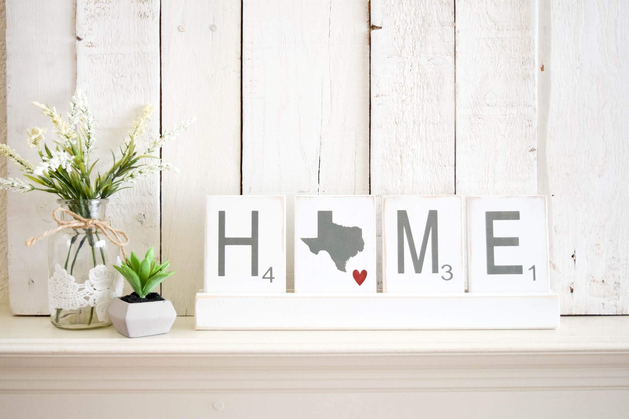 Large Scrabble Tiles, State Wooden Sign, Wood Scrabble Tiles set