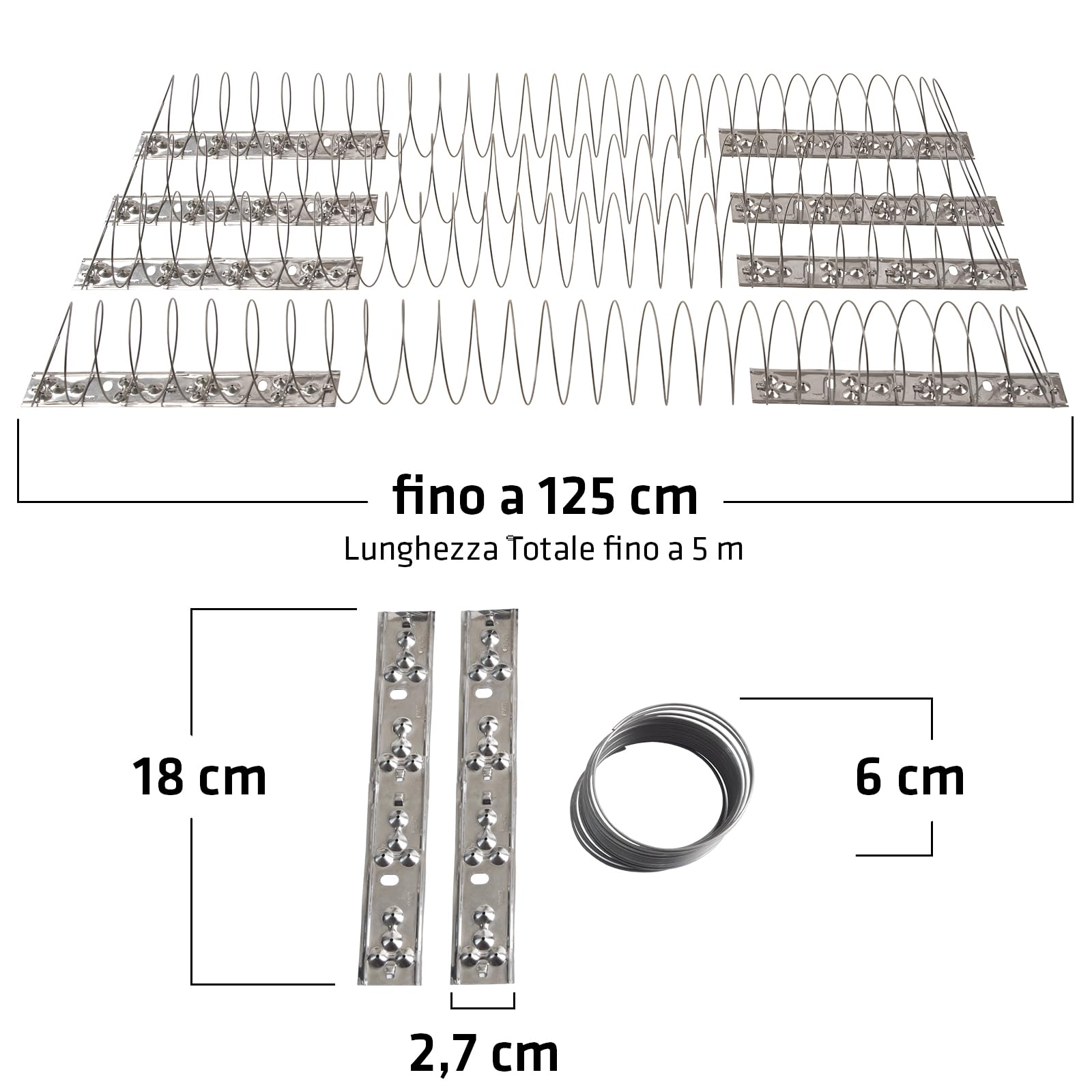 Gardigo® Dissuasori per Piccioni | 4 Spirali da 125cm, Lungh. Tot. 5 m | Scaccia Piccioni in Acciaio Inox | Made in Italy | Repellente Piccioni | Allontana Piccioni da Balcone | Spirale Anti Piccioni