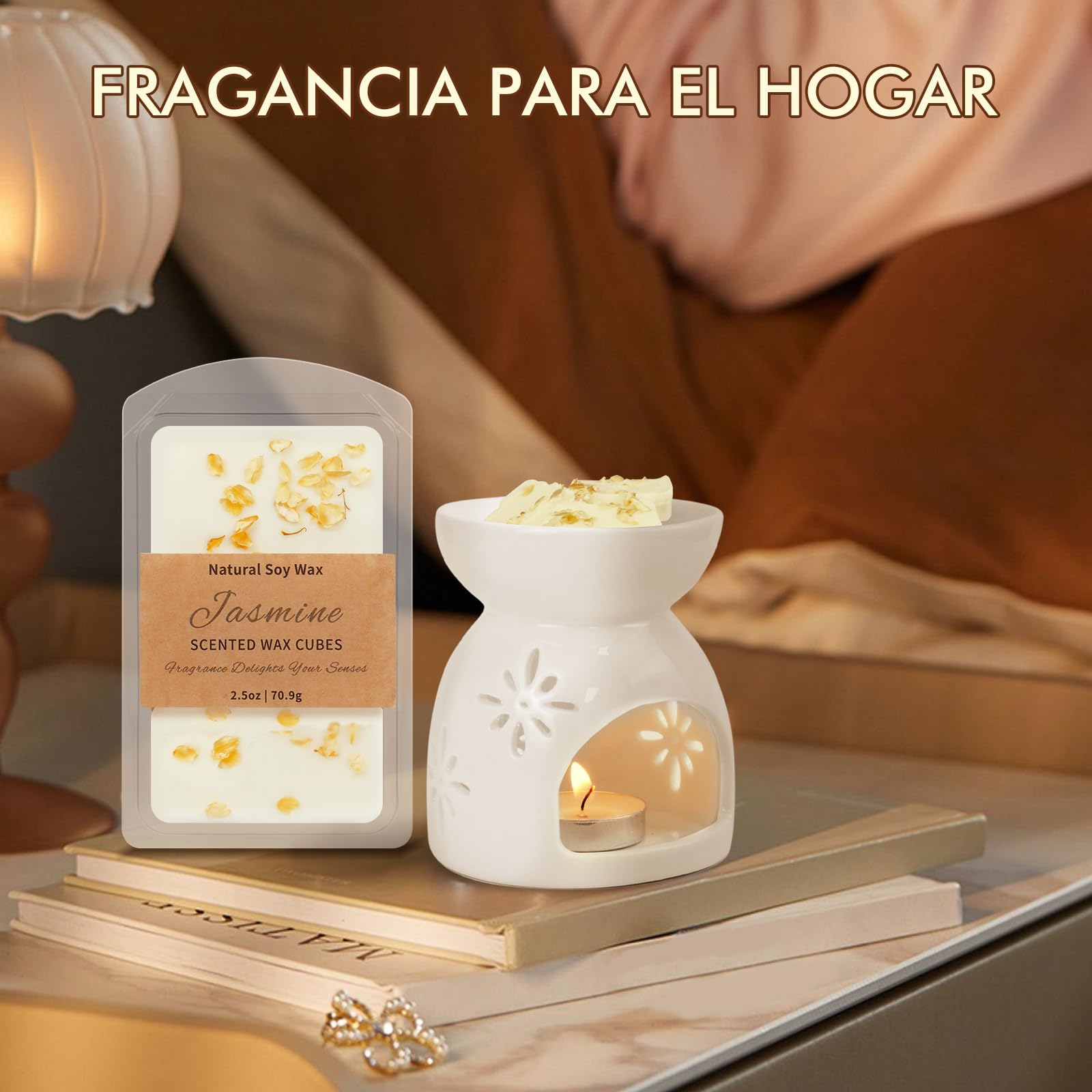 SCENTORINI Cera Perfumada, Cubos De Cera Perfumada para el Hogar, Cera Aromática de Soja, 3 Aromas Rosa, Lavanda y Jazmín, Fragancia de Habitación, Interior, Hogar, Habitación, Baño