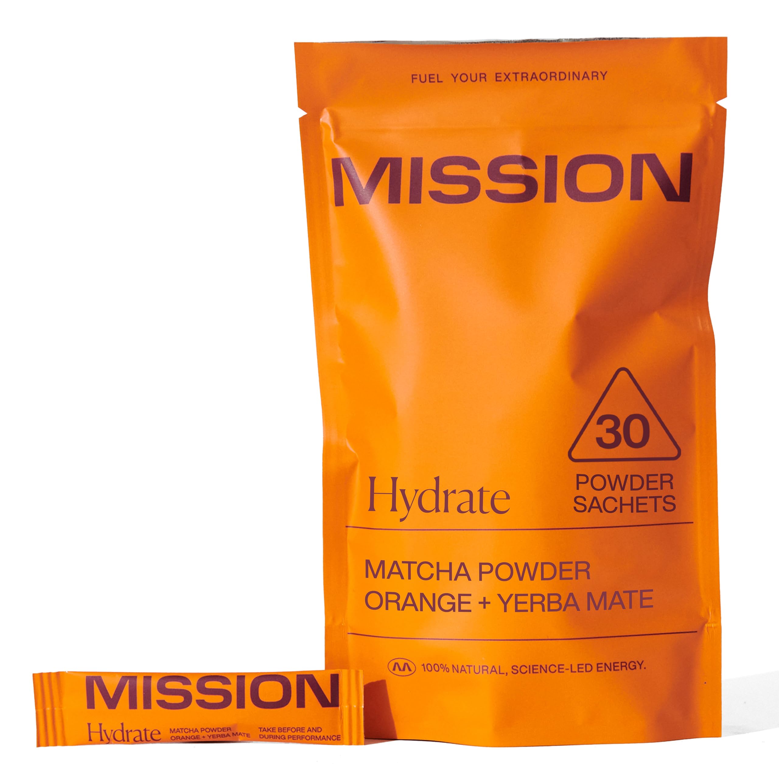 MISSION - Hydrate Matcha Tea - Matcha Powder with Orange & Yerba Mate - Improved Hydration - 30 Sachets