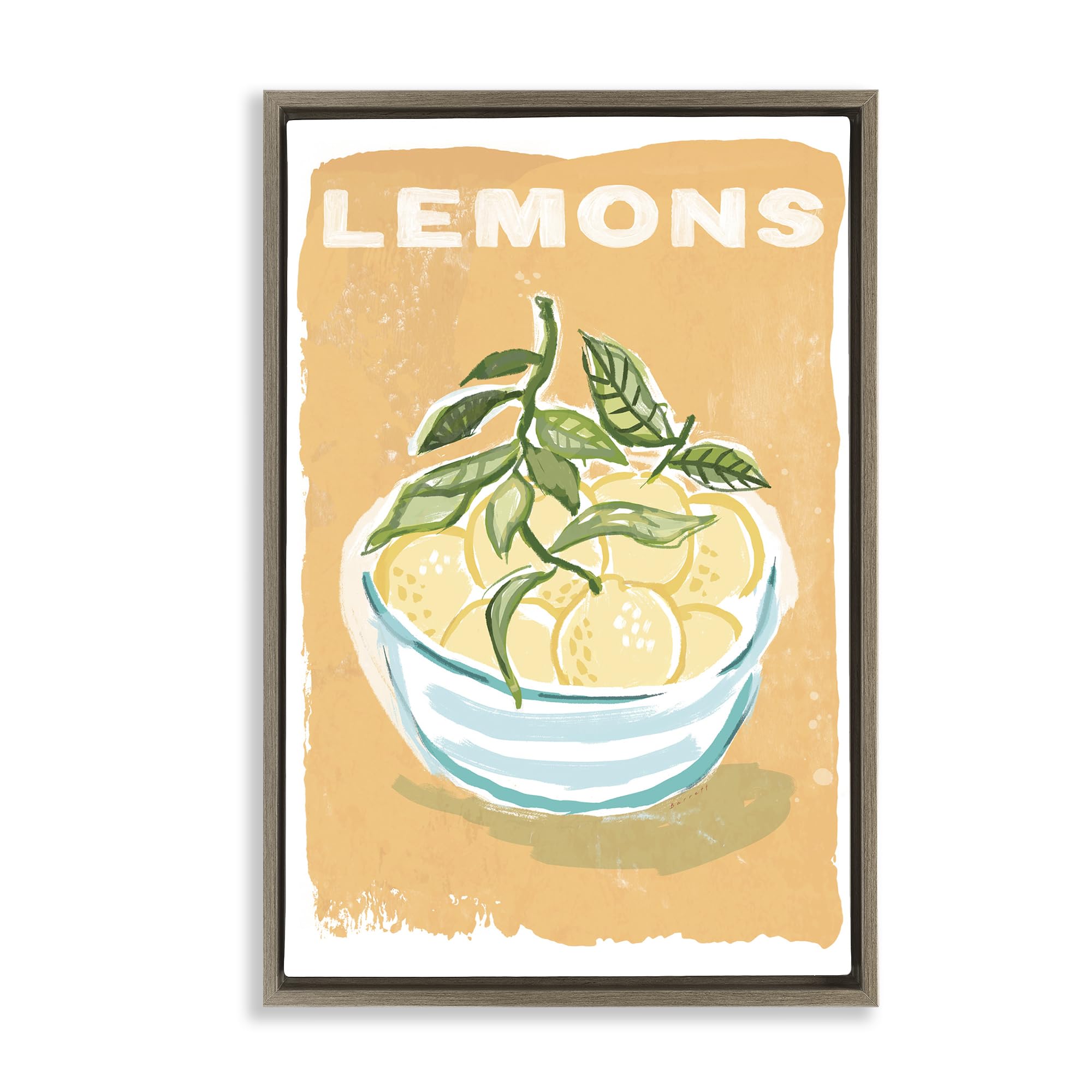 Stupell Industries Montalcino Elm (Textured) 'Lemon Twist Motif'| Floating Frame Canvas Art
