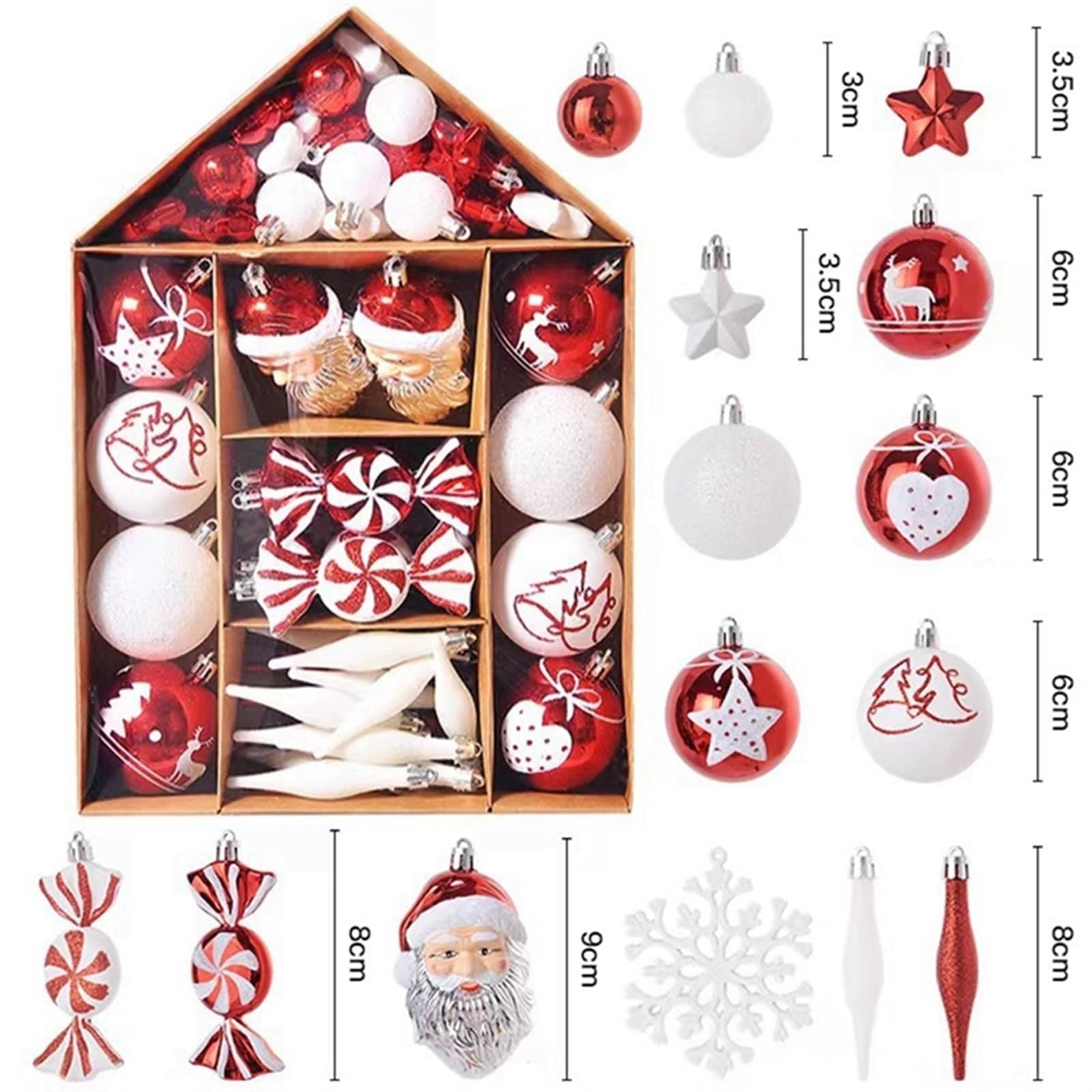 INEOUT 70 Uds. Bola De Adorno De Navidad Árbol De Navidad Galvanoplastia Bola De Plástico Adorno Pintado Estrella Superior del Árbol