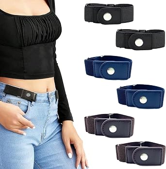 Women's Belts, 3 Pairs Elastic Belt Ajustable No Buckle Belt Invisible Belt Loops for Trousers Quick Release Belts for Jeans Stretch Belt for Women Mens