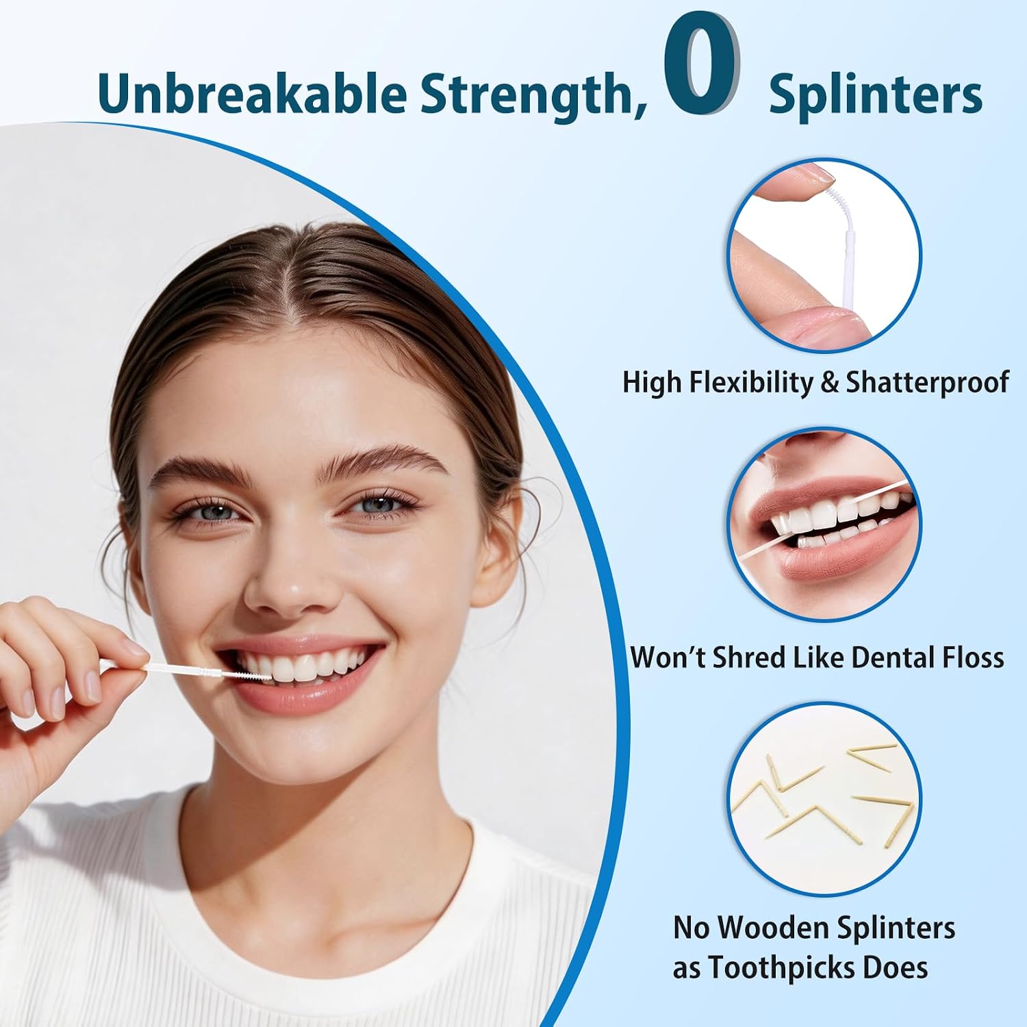 FAMILIFE Floss Picks 500pcs 2-in-1 Interdental Toothpick & Brush Picks for Teeth with 100pcs Eco-Friendly Floss Picks image 2