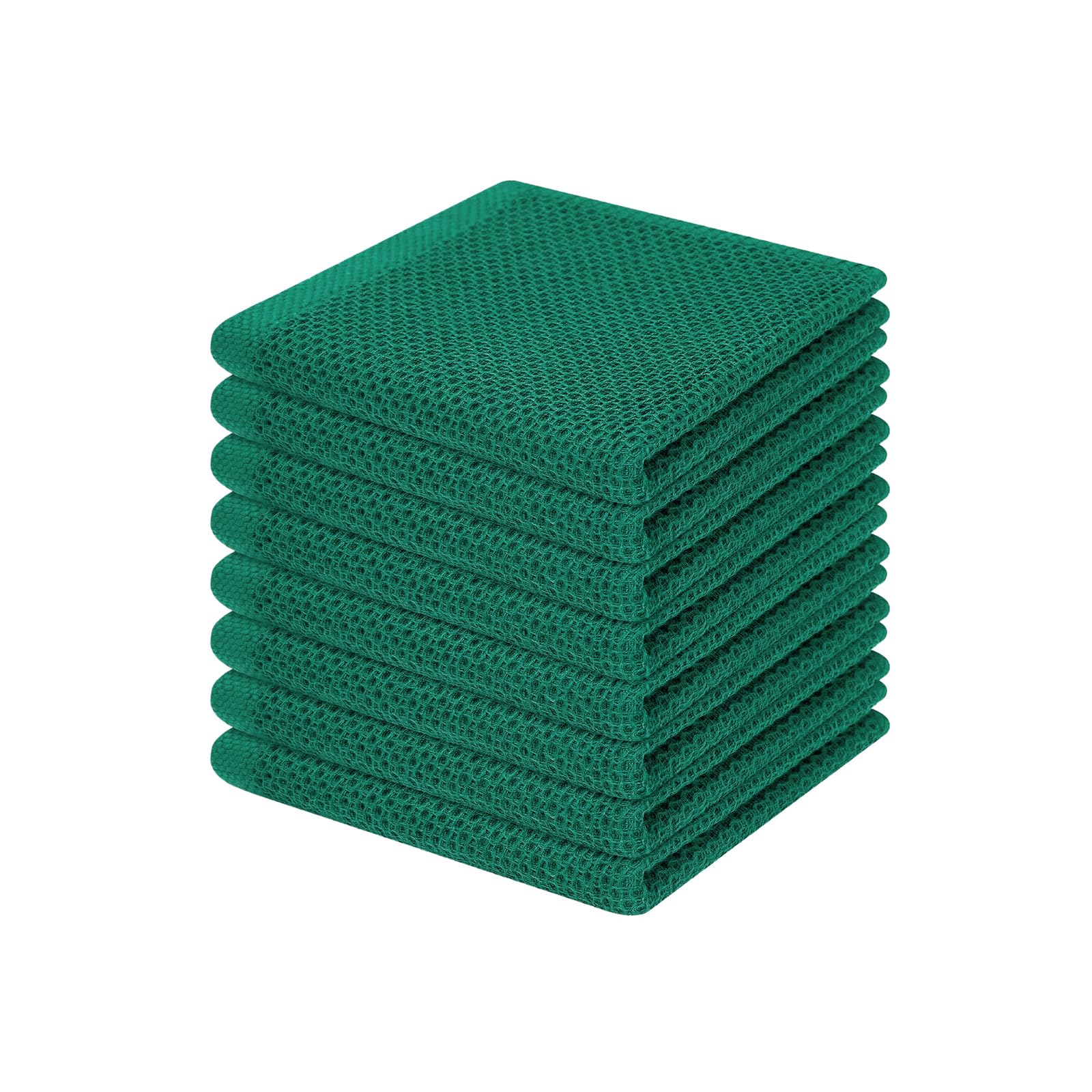 Homaxy 100% Cotton Waffle Weave Kitchen Dish Cloths 8-Pack, Dark Green