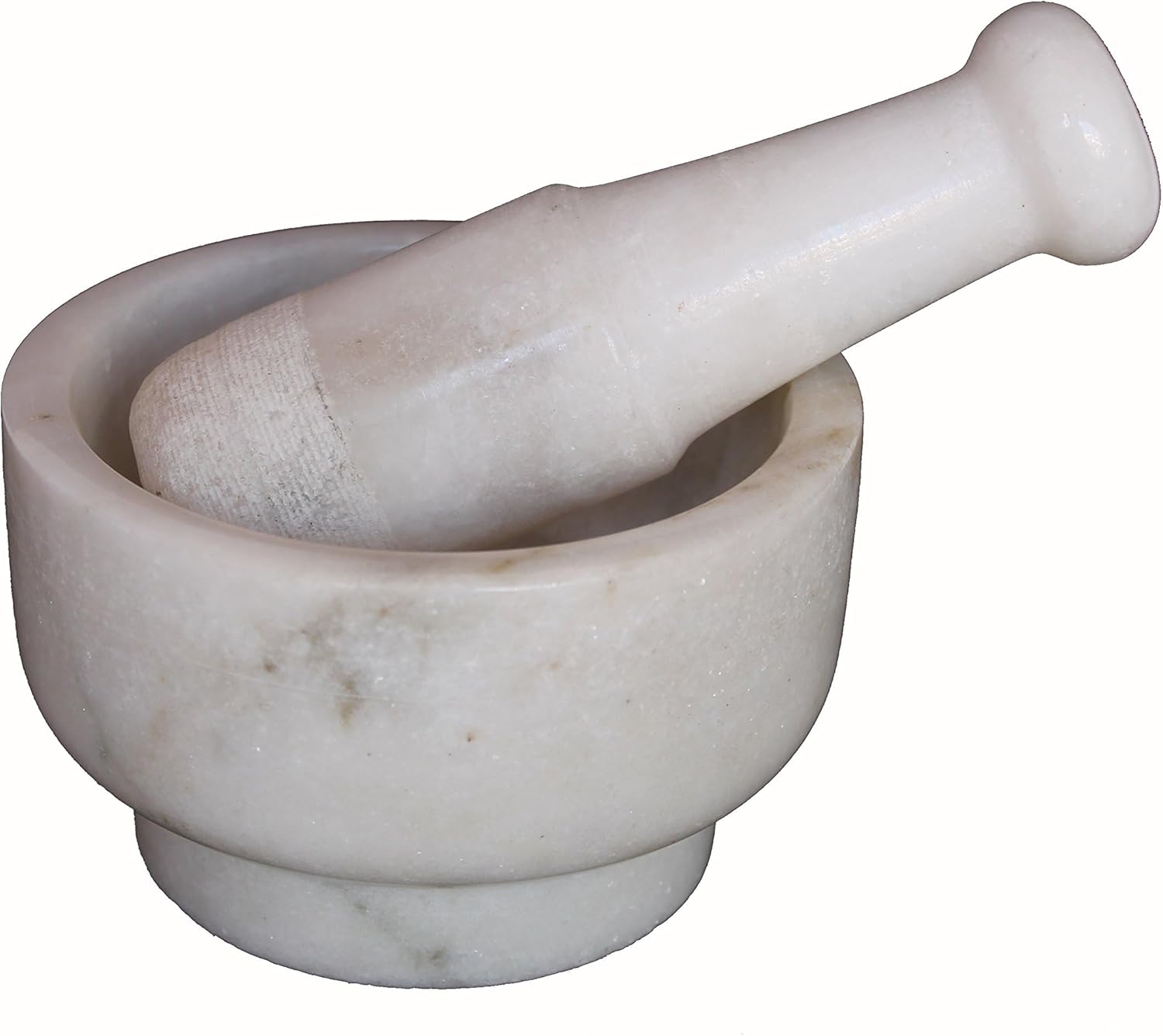 5 Diameter Natural Stone Mortar and Pestle Set as Spice Grinder, Medicine Masher - Okhli & Musal (White)