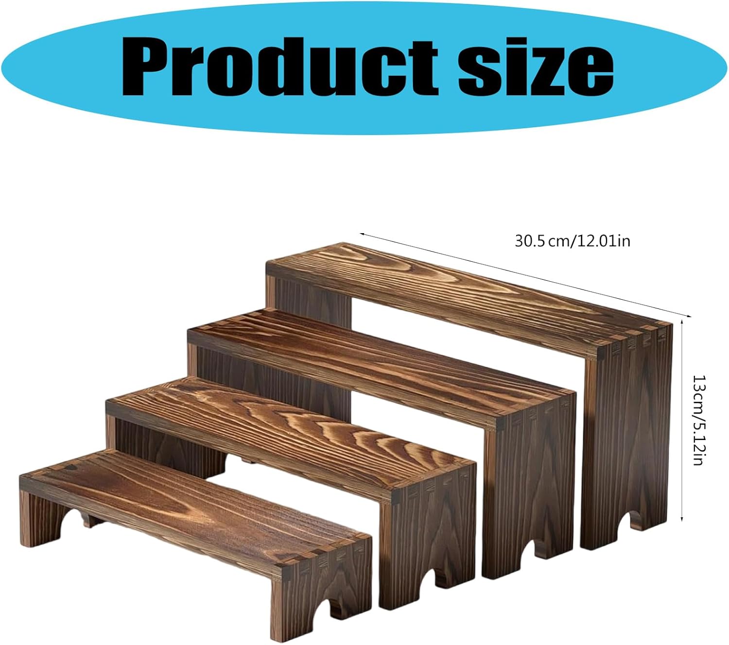 8 個の階層型木製棚ユニットグッズディスプレイデスクトップオーガナイザーマルチレベルホームデコレーションアクセサリー木製多層ディスプ