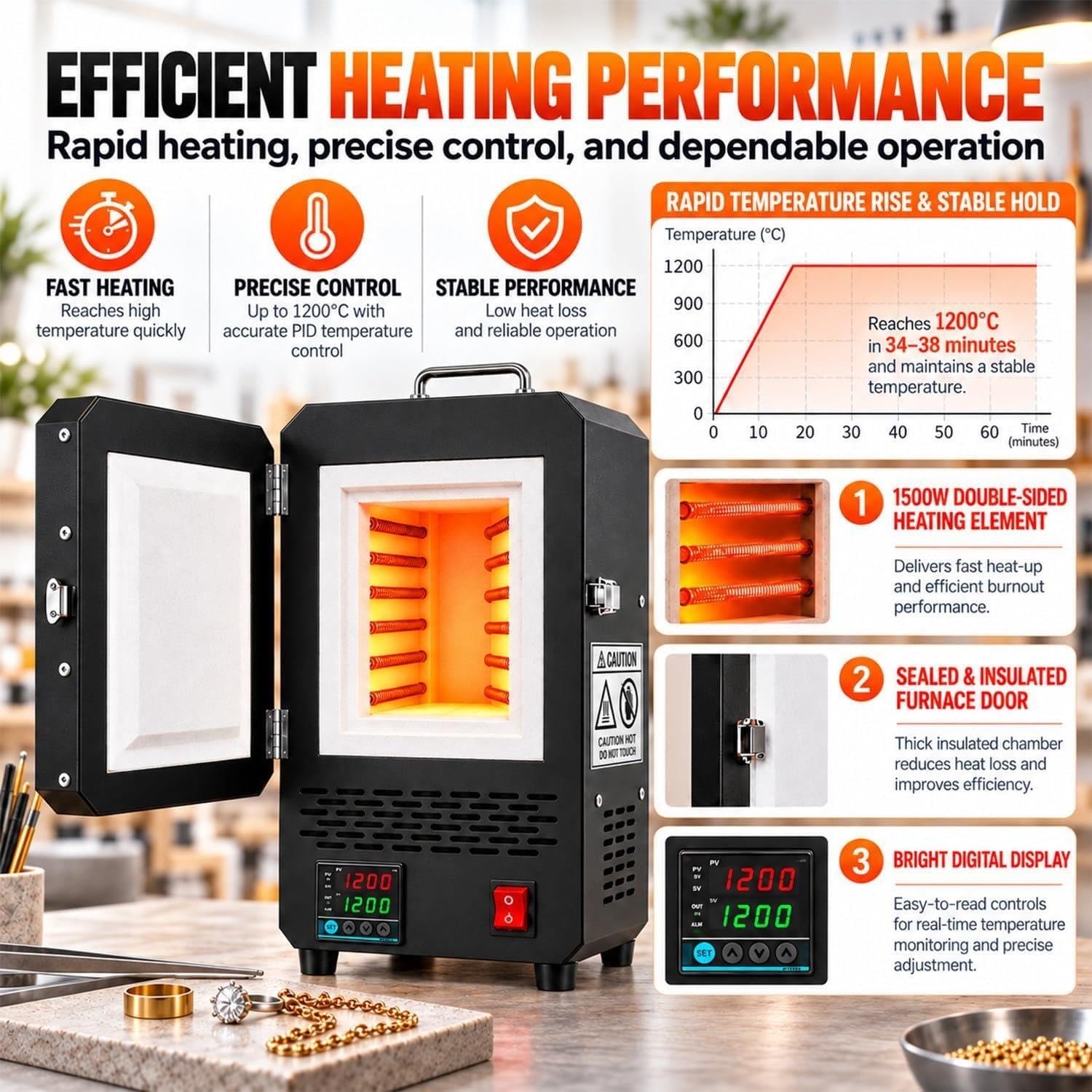 Forno Per Ceramica Domestico Da 1500 W,Forno Fusione Elettrico