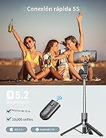 Vista 4 de Palo selfie con trípode y luz, palo selfie de 45'' con control remoto inalámbrico, trípode portátil para teléfono compatible con iPhone 16/15 Pro