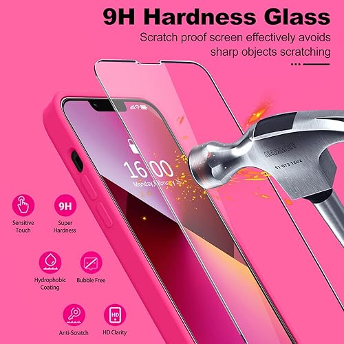 Miniatura 6 de BossKiss Funda compatible con iPhone 13, silicona de alta calidad mejorada protección de cámara 2 protectores de pantalla forro de microfibra suave