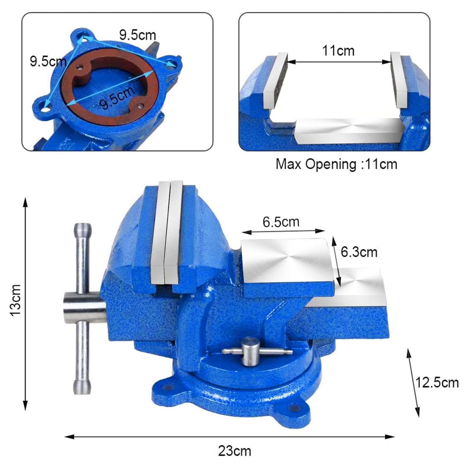 Morsa da banco resistente da 12,7 cm con base di bloccaggio a incudine girevole