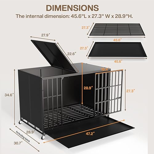 Miniatura 2 de LEMBERI Jaula para Perros Indestructible de Servicio Pesado de 4842 pulgadas, Jaula para Perros Extra Grande para Alta Ansiedad para Perros Grandes,