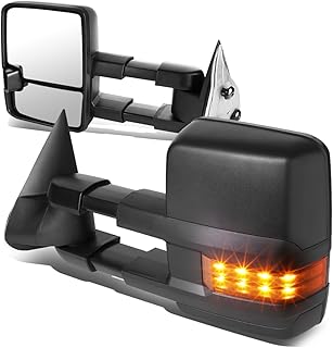 DNA Motoring TWM-030-T666-BK-AM Pair of Manual Foldable Telescopic Towing Side Mirrors W/Turn Signal Compatible with 99-06 Silverado/Sierra, 00-06 Suburban/Tahoe/Yukon, Black