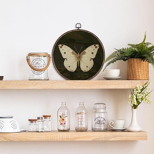 Miniatura 5 de GWFSJYU Arte de pared enmarcado de mariposa oscura, decoración de pared redonda de mariposas, impresiones en lienzo redondas de mariposas,